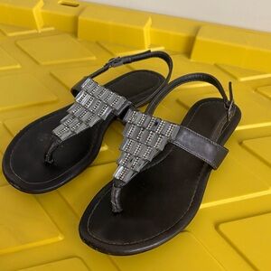 Madeline Stuart T-Strap Rhinestone Slingback Sandals